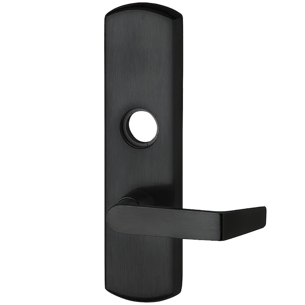 Lever Trim, Night Latch, Rim/Vertical Rod Prep, 06 Lever Style, Blk Painted Fnsh, Left Hand Reverse